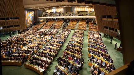 L'aula in cui si tengono le assemblee generali dell'Onu