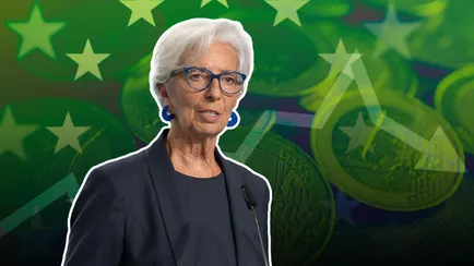 foto di Christine Lagarde su sfondo verde